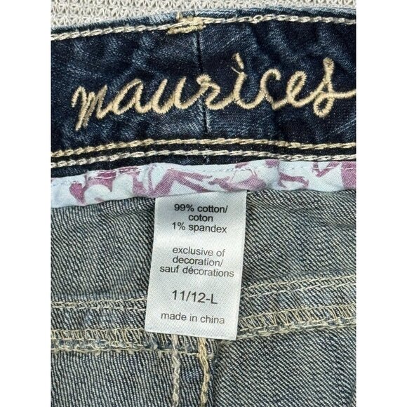 Maurices Womens Cropped Jeans Size 11/12 Long Denim Distressed Blue Low Rise - Picture 5 of 12